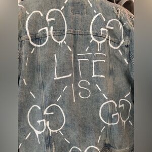 HANDPAINTED - Custom “Life is Gucci” handpainted denim jacket